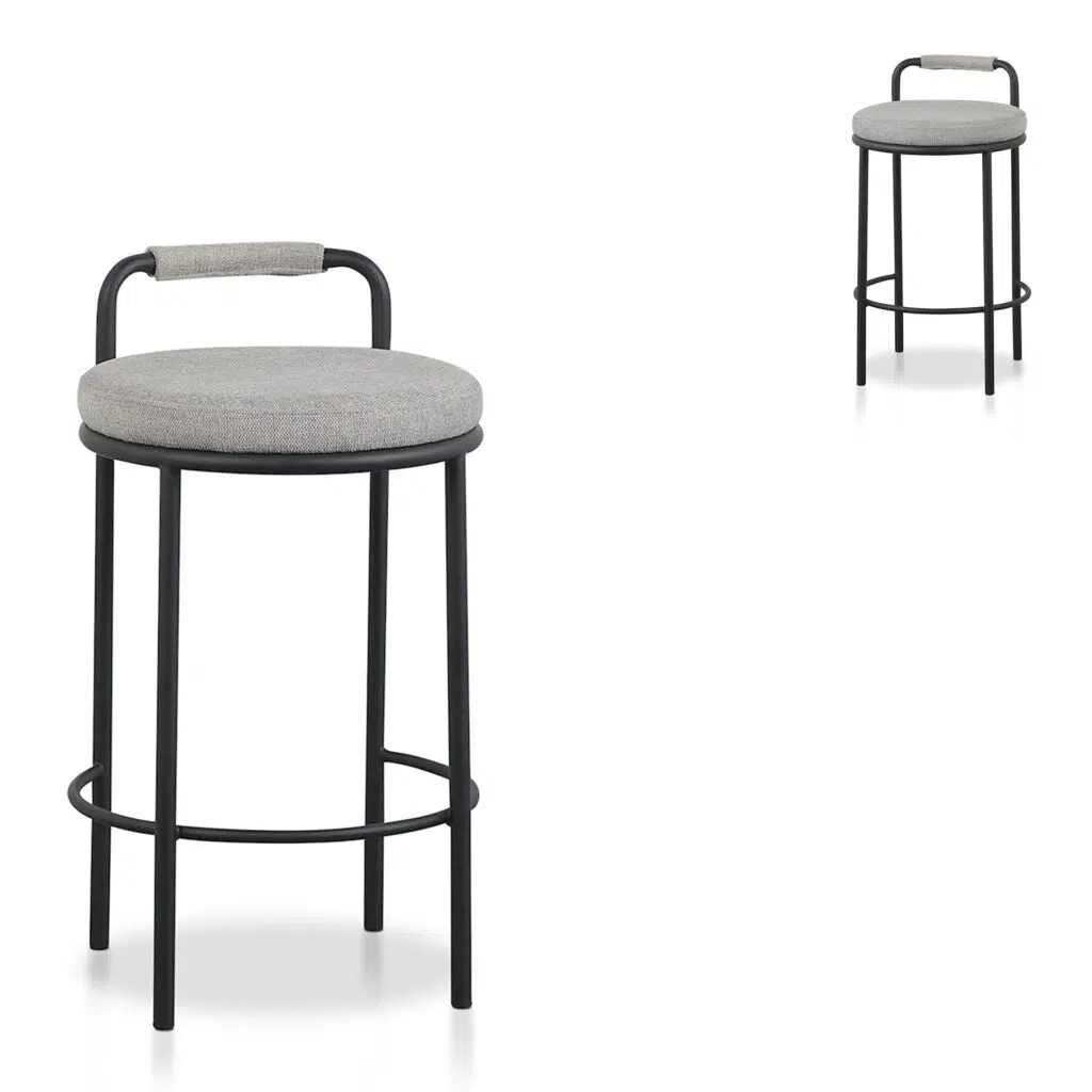 Seabrook 65cm Bar Stool Set, Coastal Grey, Durable Steel Frame, Foam Seat, Easy Assembly
