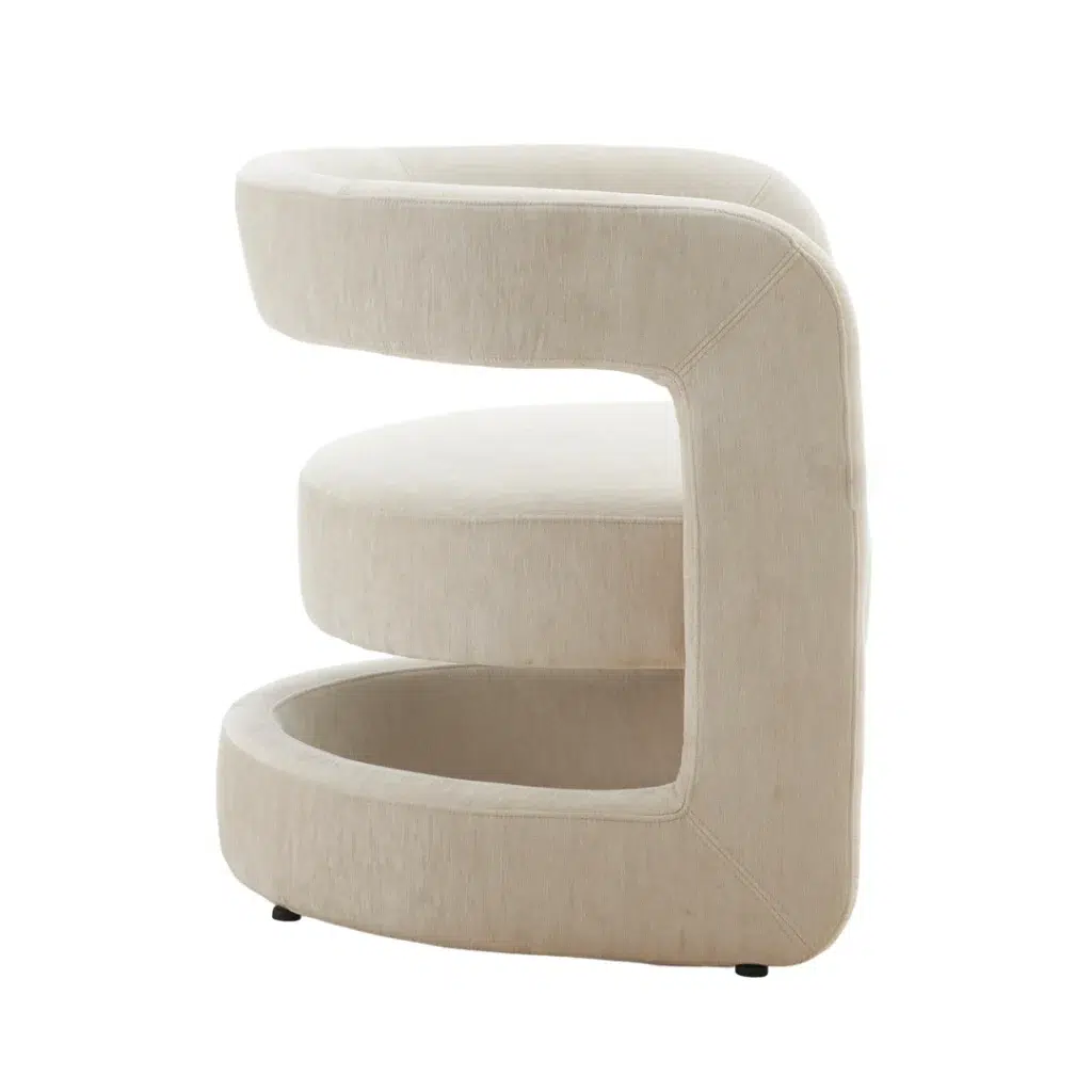 Beige Accent Chair with Contoured Backrest and Plush Upholstery