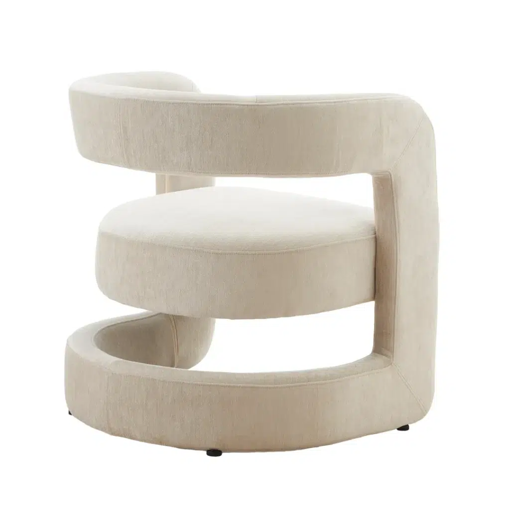 Beige Accent Chair with Contoured Backrest and Plush Upholstery