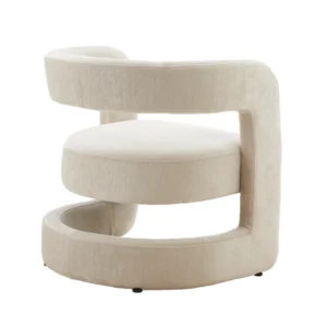 Beige Accent Chair with Contoured Backrest and Plush Upholstery