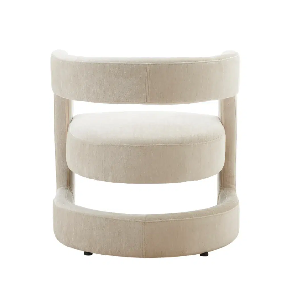 Beige Accent Chair with Thick Padding and Steel Legs