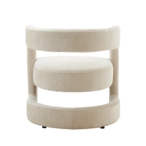 Beige Accent Chair with Thick Padding and Steel Legs