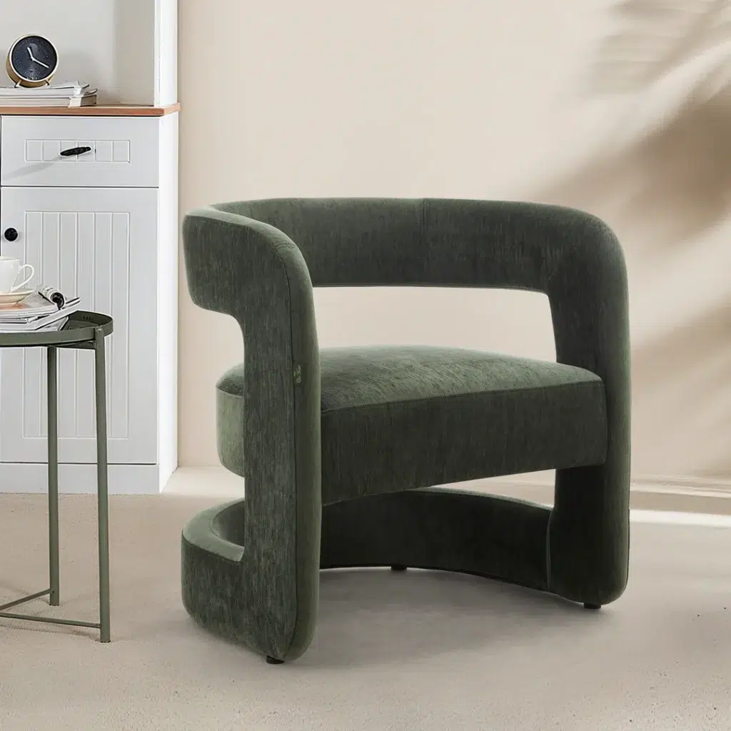 Elegant Hunter Green Accent Chair, Fully Upholstered, Compact Size