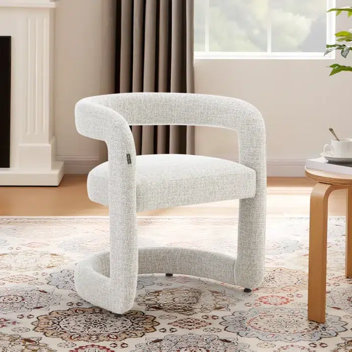 Bella Taupe Dining Chair, Curved Silhouette, Steel Frame
