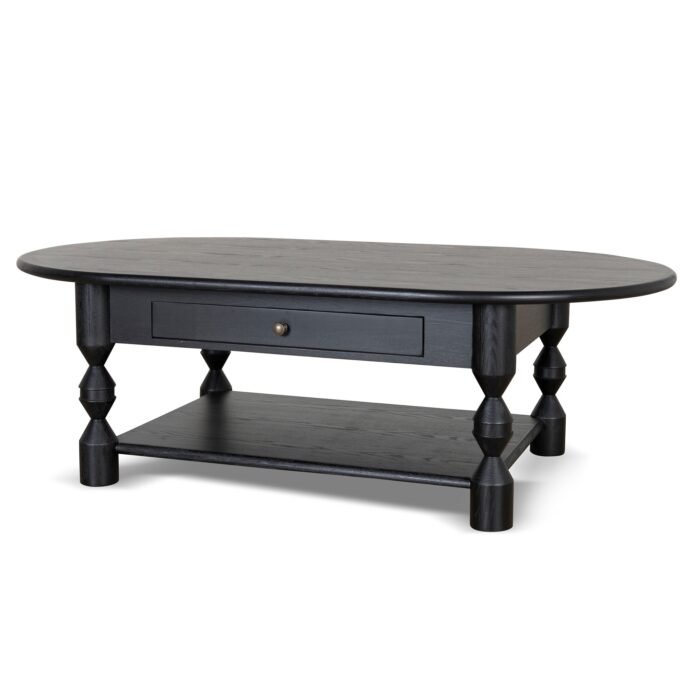 Rhea Oval Coffee Table Black 1.4m Modern Design