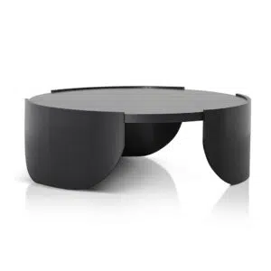 Orion 1.1m Black Round Coffee Table Modern Leg Design