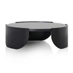 Orion 1.1m Round Black Coffee Table Modern Leg Design