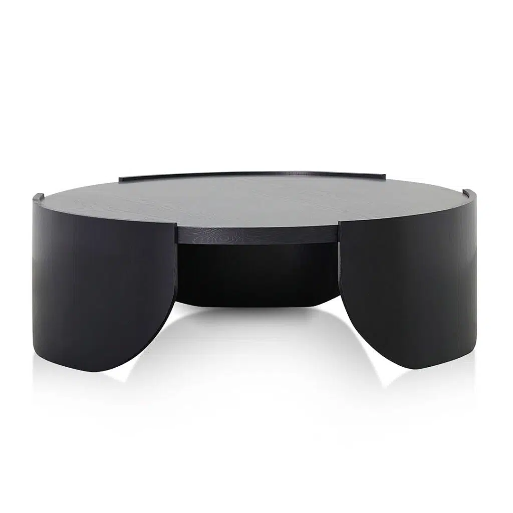 Orion 1.1m Round Coffee Table Black Modern Leg Design