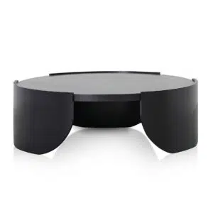 Orion 1.1m Round Coffee Table Black Modern Leg Design