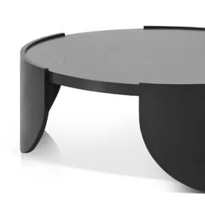 Orion 1.1m Black Round Coffee Table Modern Design