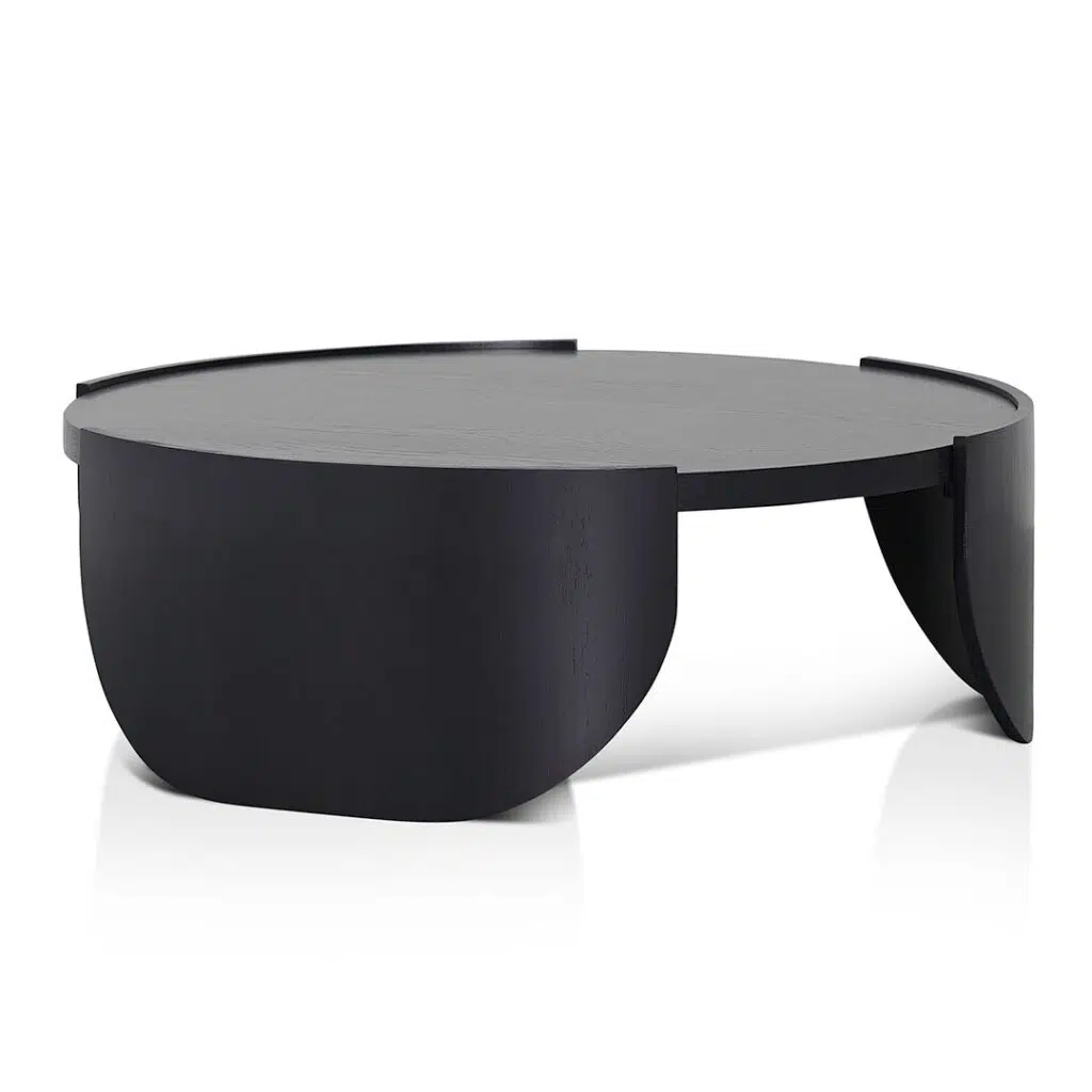 Orion 1.1m Round Black Coffee Table Modern Legs