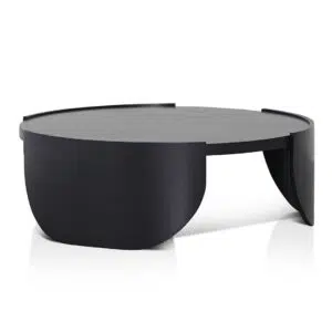 Orion 1.1m Round Black Coffee Table Modern Legs