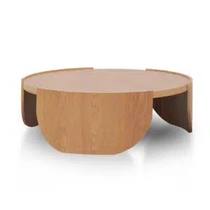 Eli 1.1m Natural Coffee Table, Circular, MDF, Tri-base