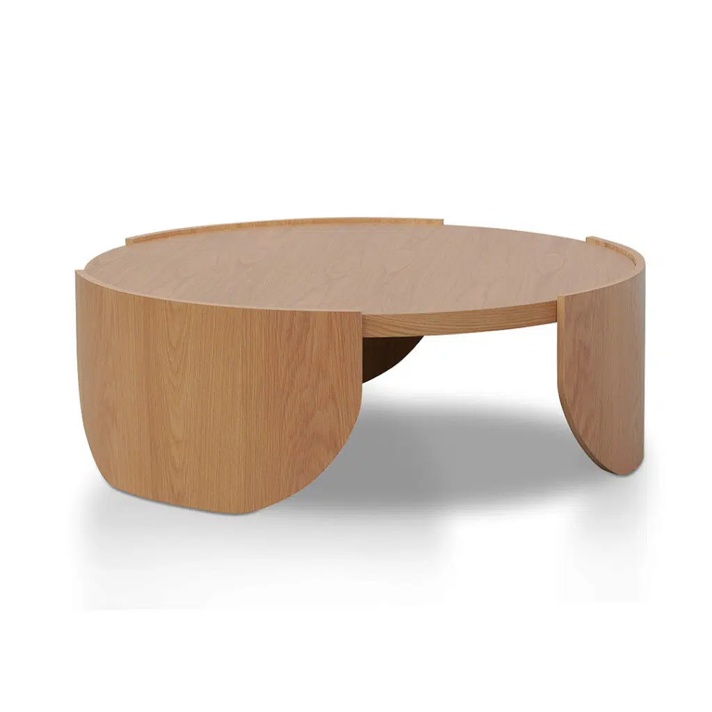 Eli 1.1m Natural Coffee Table, Circular, MDF, Tri-base