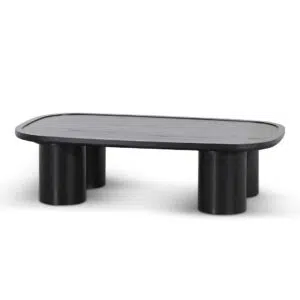 Full Black 1.4m Oak Coffee Table with Spherical Bases