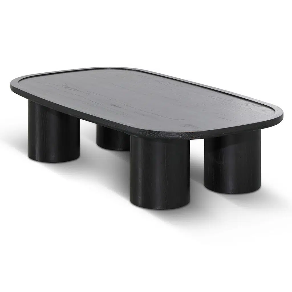Full Black 1.4m Oak Coffee Table with Matte Bases