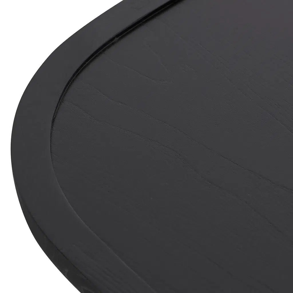 Full Black 1.4m Oak Coffee Table, Solid Wood, Matte Bases