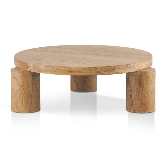 Natural 95cm Coffee Table with Reclaimed Elm Wood and Oak Finish