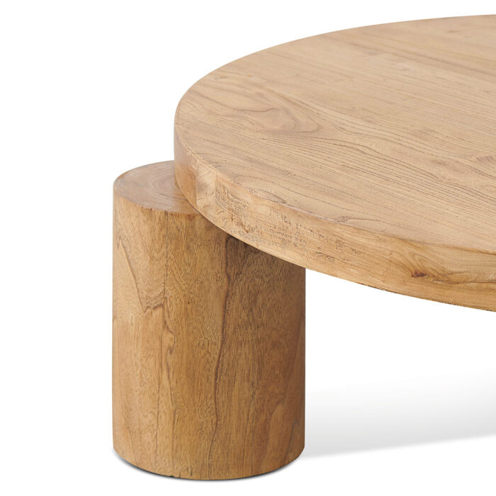 95cm Natural Elm Coffee Table, Rustic Charm, Modern Base