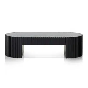 Luna 1.3m Oval Coffee Table, Black Oak Veneer, Modern Design