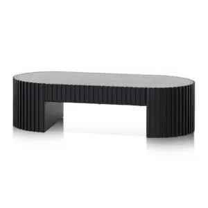 Luna 1.3m Oval Coffee Table, Black Oak Veneer, Modern Design