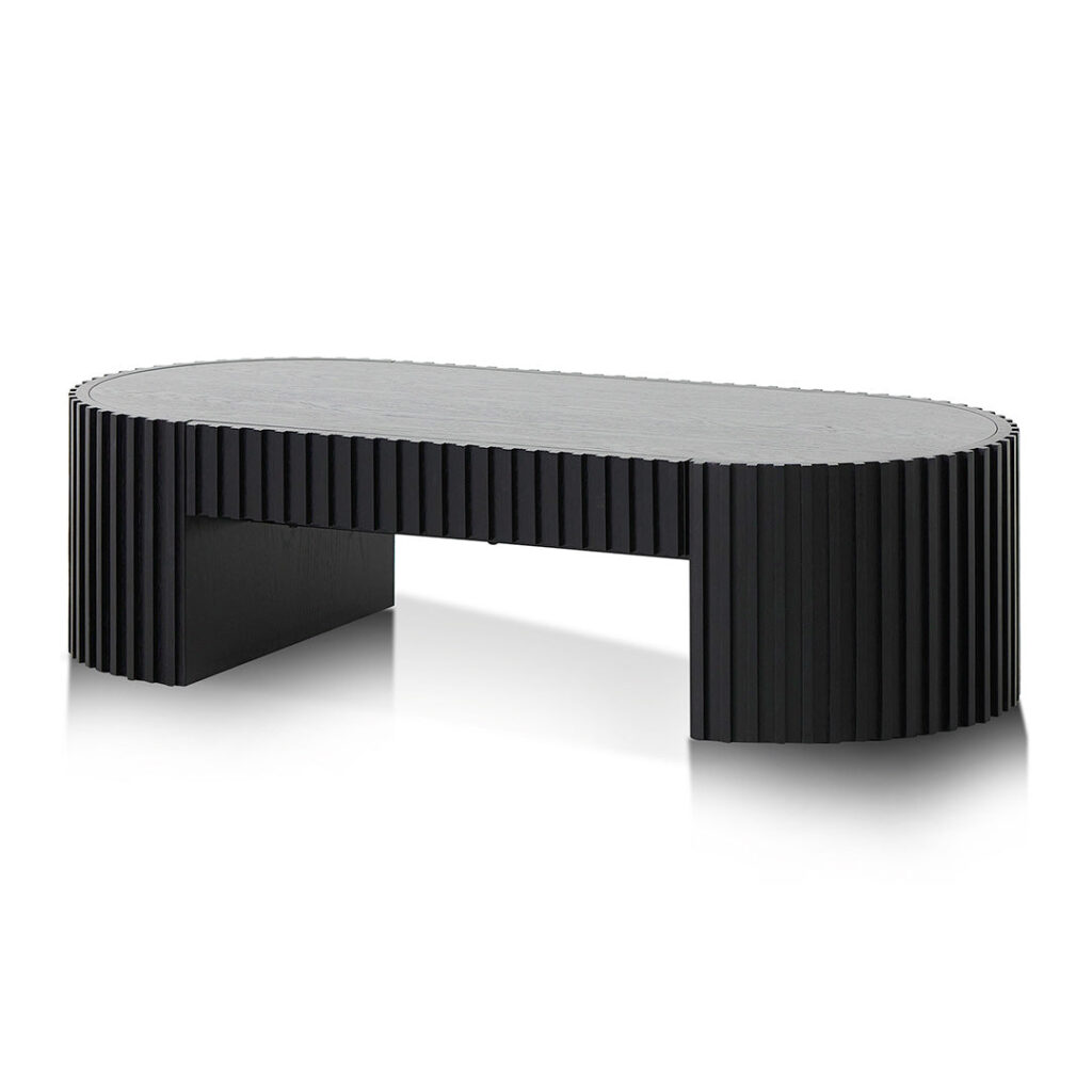 Luna 1.3m Oval Coffee Table, Black Oak, Modern Design