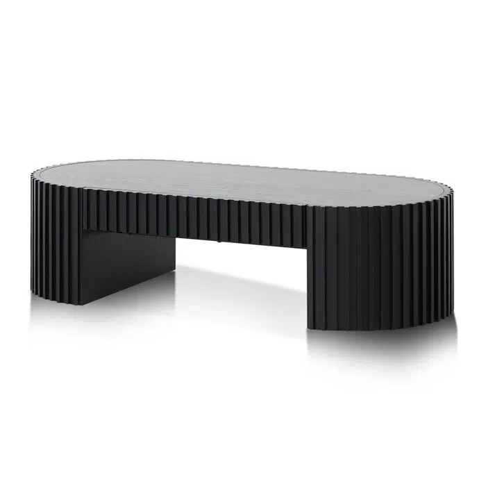 Luna 1.3m Oval Coffee Table – Full Black Oak