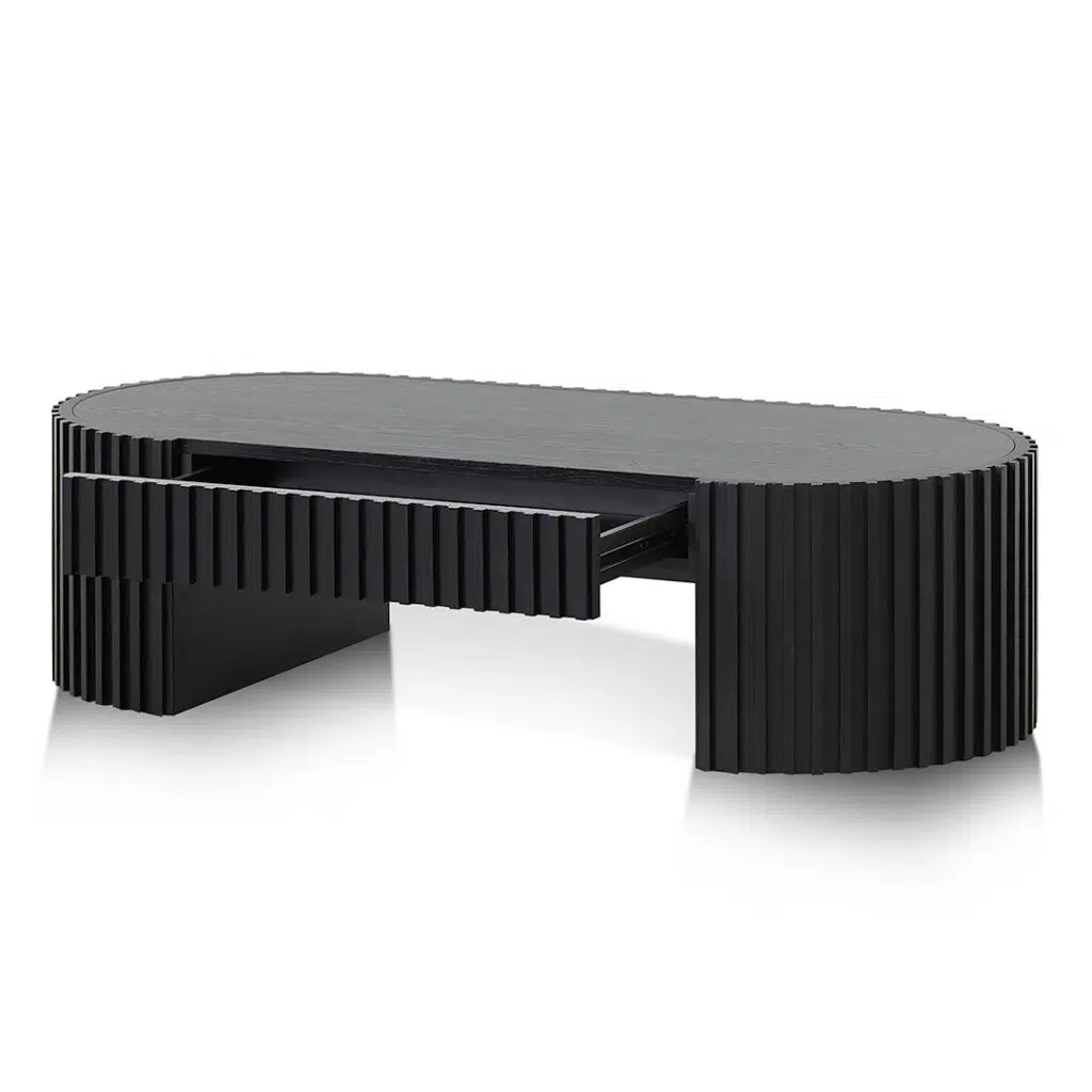Luna 1.3m Oval Coffee Table, Black Oak, Modern Design