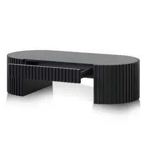 Luna 1.3m Oval Coffee Table, Black Oak, Modern Design