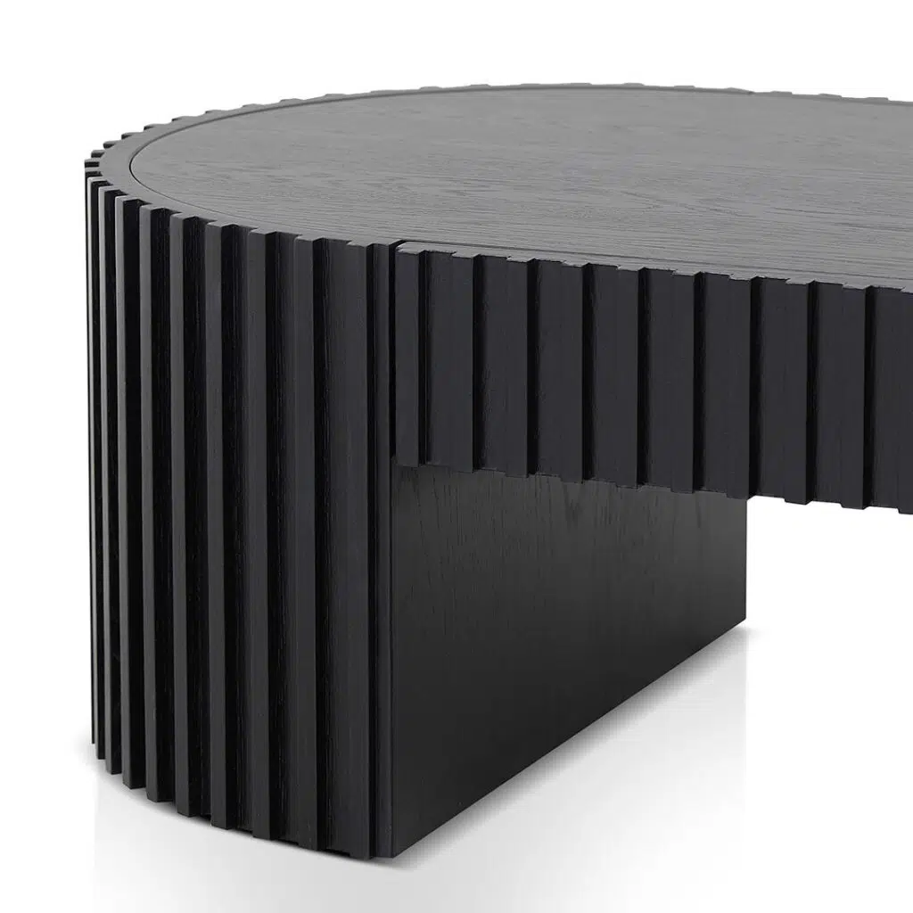 Luna 1.3m Oval Coffee Table, Black Oak, Modern Design