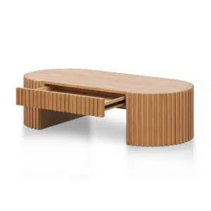 Natural Oak 1.3m Coffee Table with Reed Design