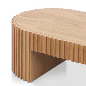 Natural Oak 1.3m Coffee Table, Reed Design, Drawer, Durable Base