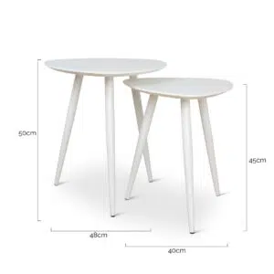 Cleo White Side Table Set 2 Modern Living Room Decor