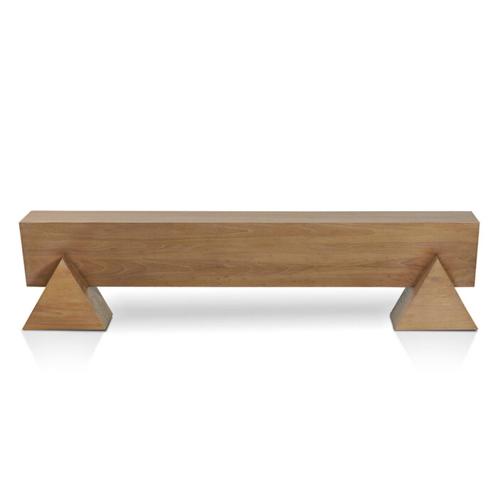 Natural Elm Wood Bench, Sturdy, Modern, 1.9m, Triangle Legs, Minimalist Style