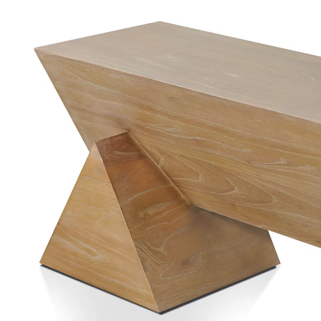 Natural Elm Wood Bench, Sturdy, Modern, 1.9m, Triangle Legs, Minimalist Design