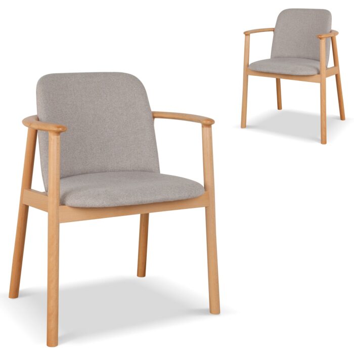 Natural Grey Dining Armchair Set, Elegant Comfort