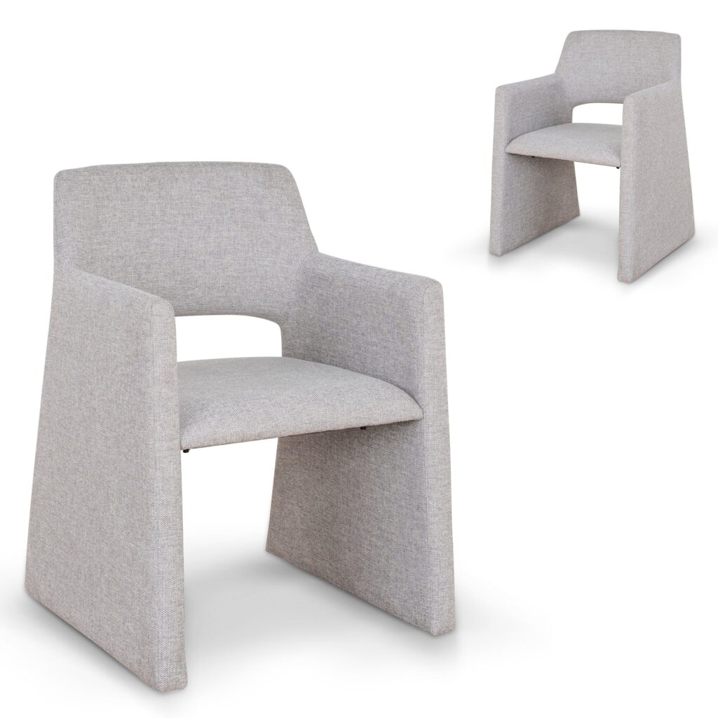 Cloud Grey Fabric Dining Chairs, Set of 2, Modern Comfort