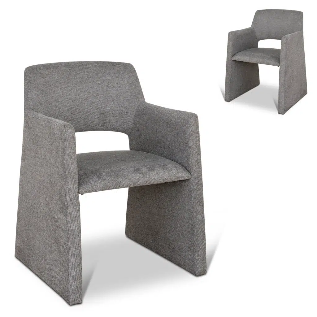 Smoke Grey Fabric Dining Chairs Set of 2 Ergonomic Sturdy