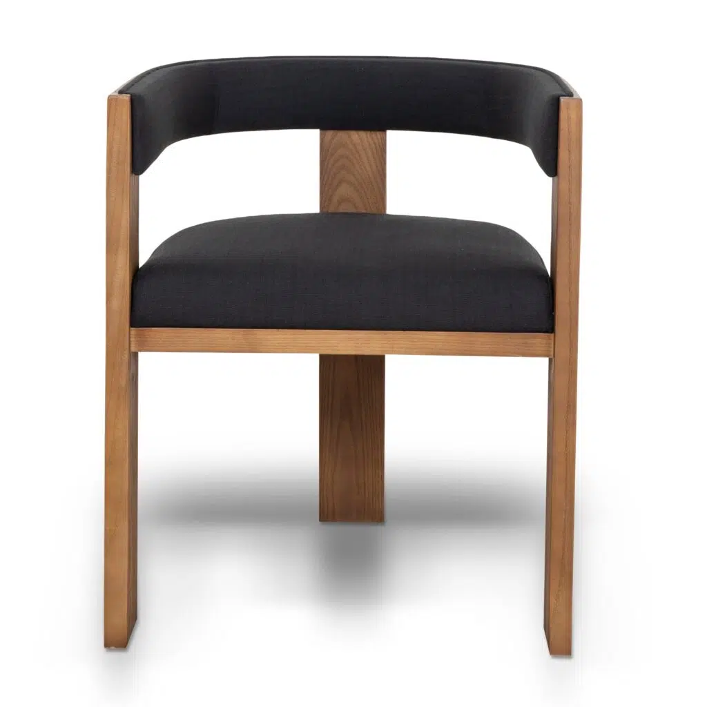 Modern Black Dining Chairs Set of 2 Elm Wood