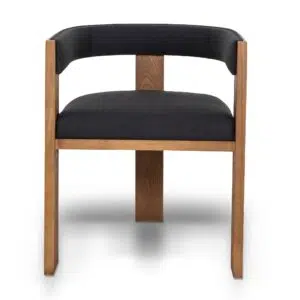 Modern Black Dining Chairs Set of 2 Elm Wood