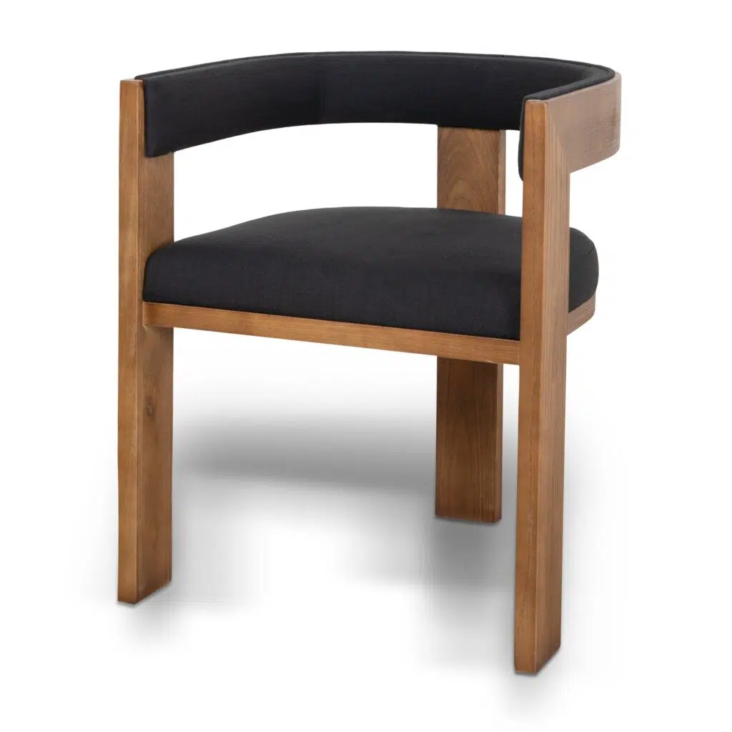 Modern Black Dining Chairs Set of 2 Elm Wood