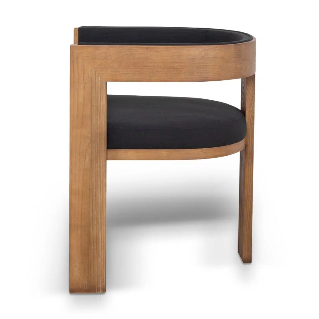 Modern Black Dining Chairs Set of 2 Elm Wood