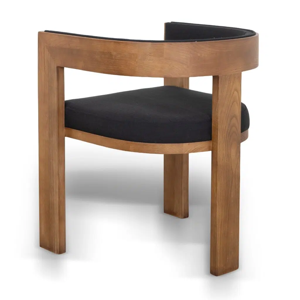 Modern black dining chairs set of 2, sleek design, walnut legs