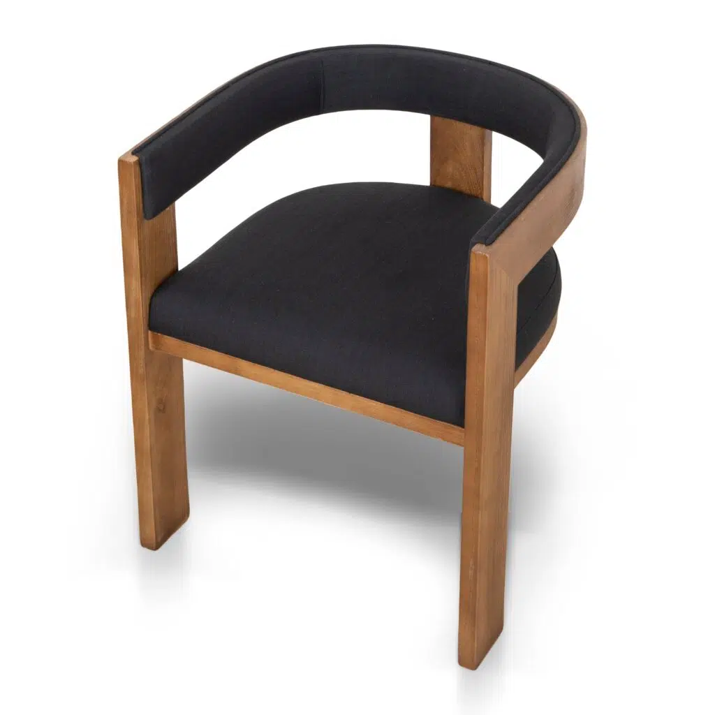 Modern Black Dining Chairs Set of 2 Elm Wood