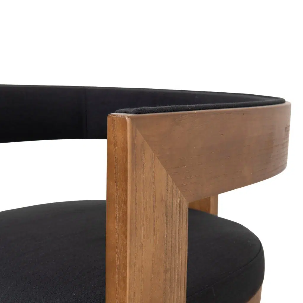 Modern Black Dining Chairs Set of 2 Elm Wood