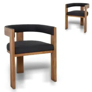 Modern Black Dining Chairs Set of 2 Elm Wood