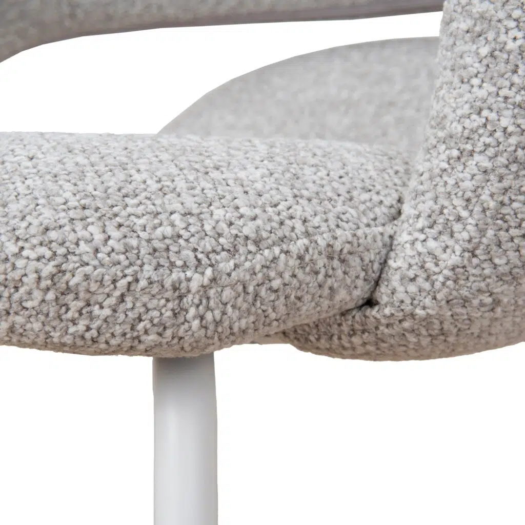 Modern Grey Fabric Dining Chair Set of 2 White Frame