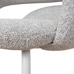 Modern Grey Fabric Dining Chair Set of 2 White Frame