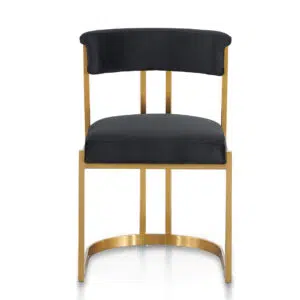 Luna Black Velvet Dining Chair Gold Base Elegant Design