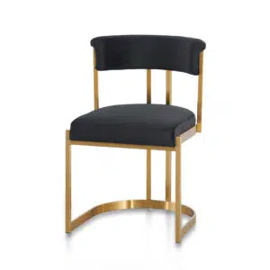 Elegant Black Velvet Dining Chair Gold Base
